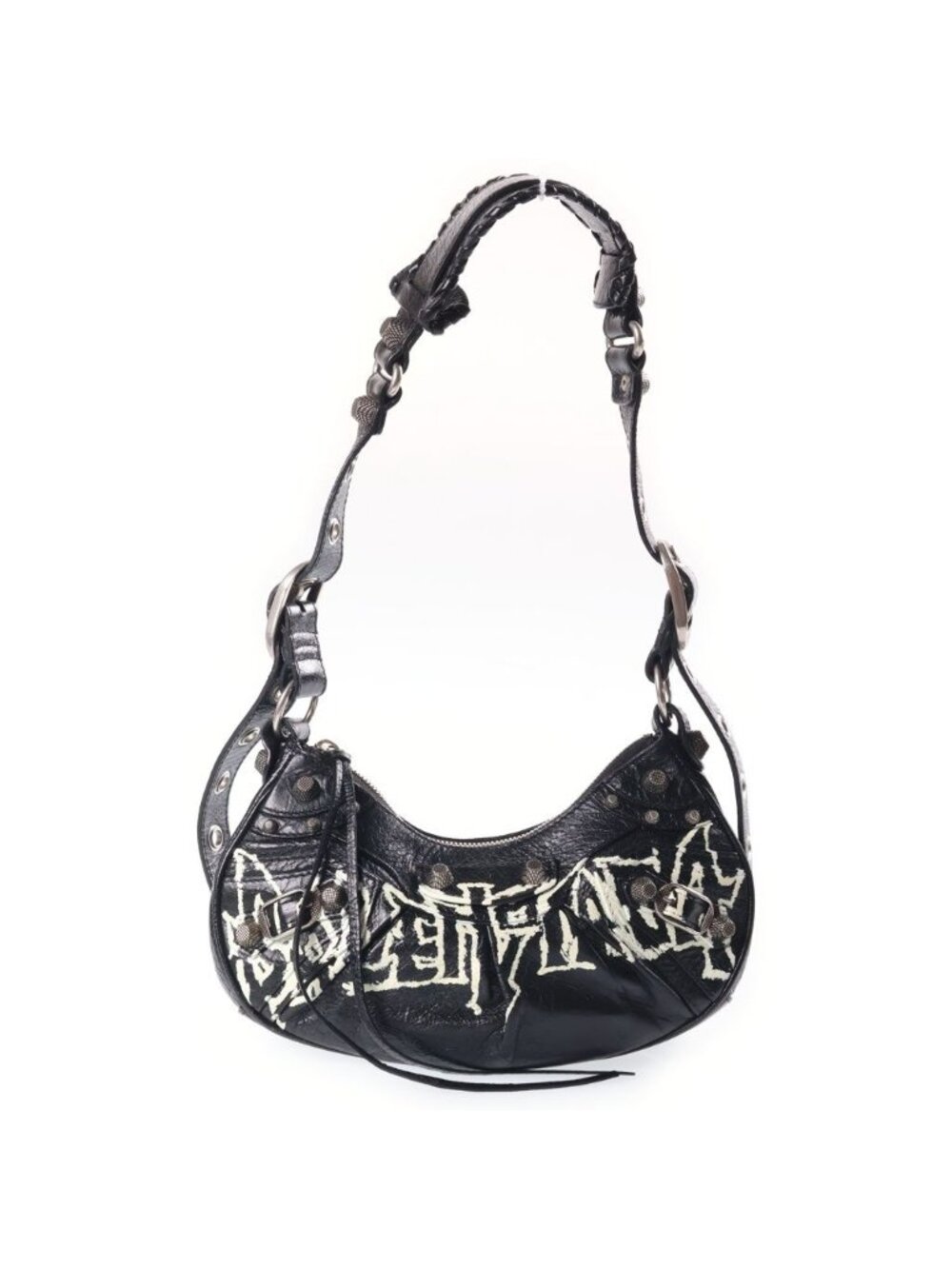 Balenciaga le Cagole Flap Diy Metal Logo le XS Leather Shoulder Bag Black